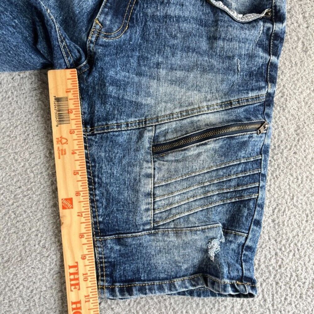 Southpole Shorts Mens 34 Blue Bermuda Denim Jean‎ Slim Ripped Stretch Bike [35] - Picture 12 of 13